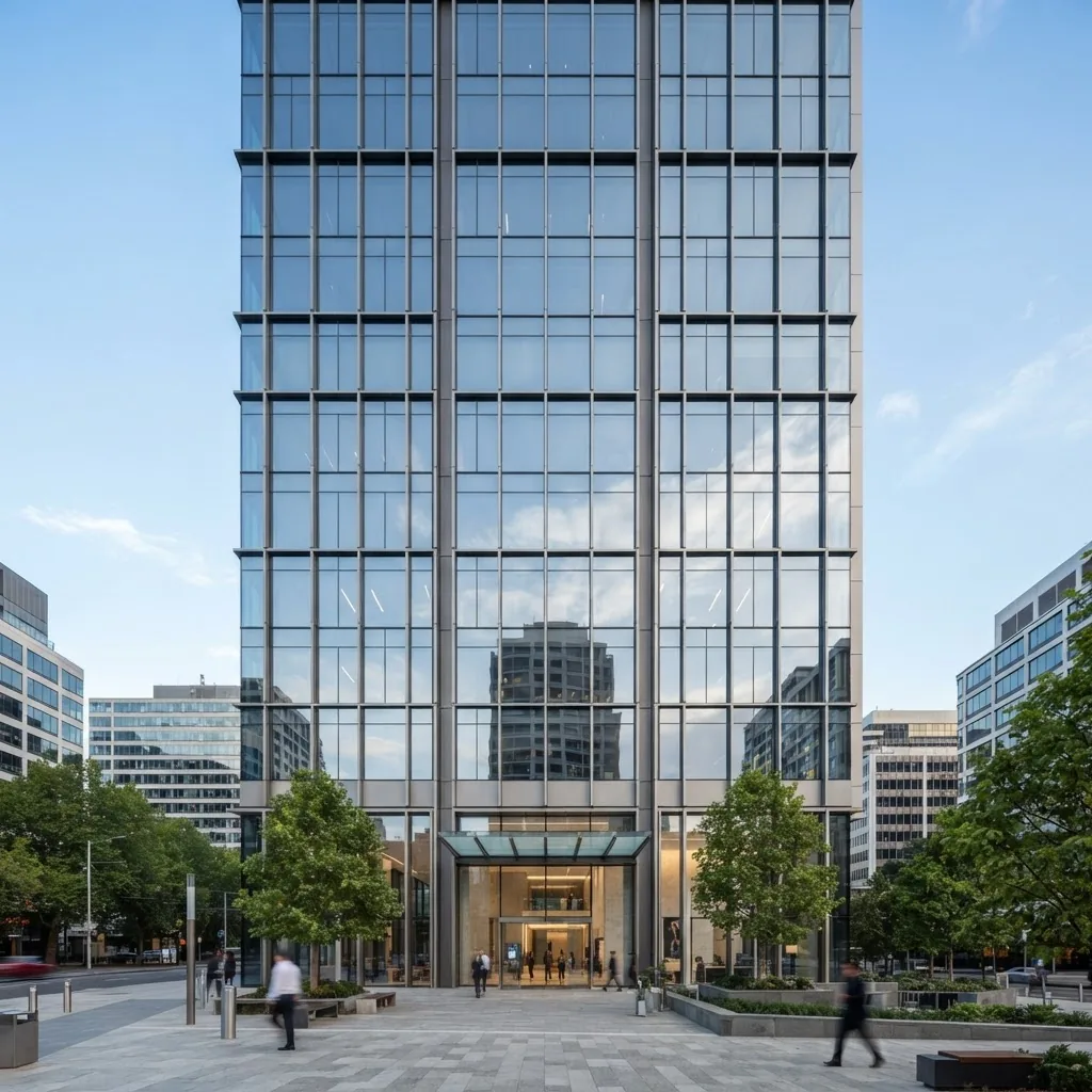 Modern office building facade with clean lines