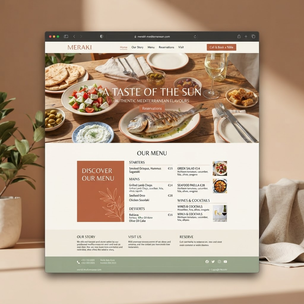 Restoran — “Akdeniz mutfağı restoranı için sıcak bir site”